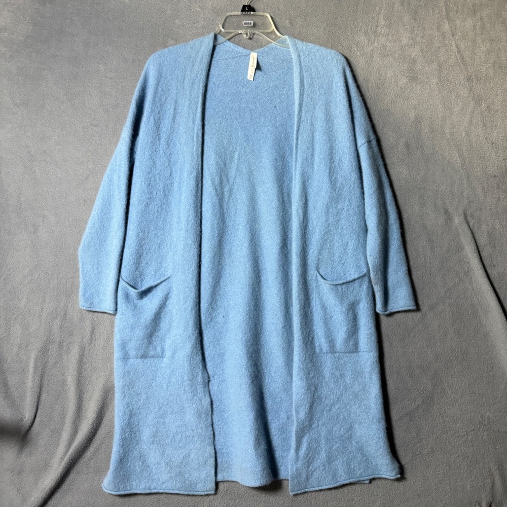 Van Winkle & Co 100% Cashmere Longline Open Cardigan Duster Blue XL - Picture 1 of 7